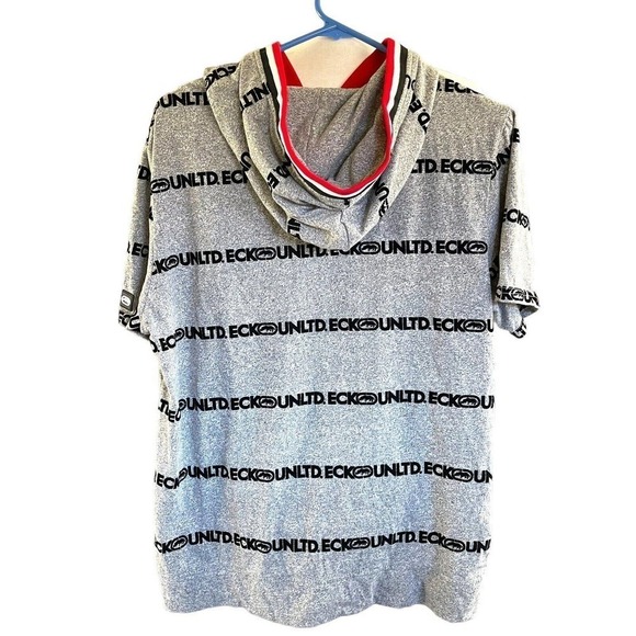 Vtg Ecko Unltd Y2K 90s Hoodie Hip Hop Streetwear Grunge Skater Gray Sz Medium - Picture 5 of 9